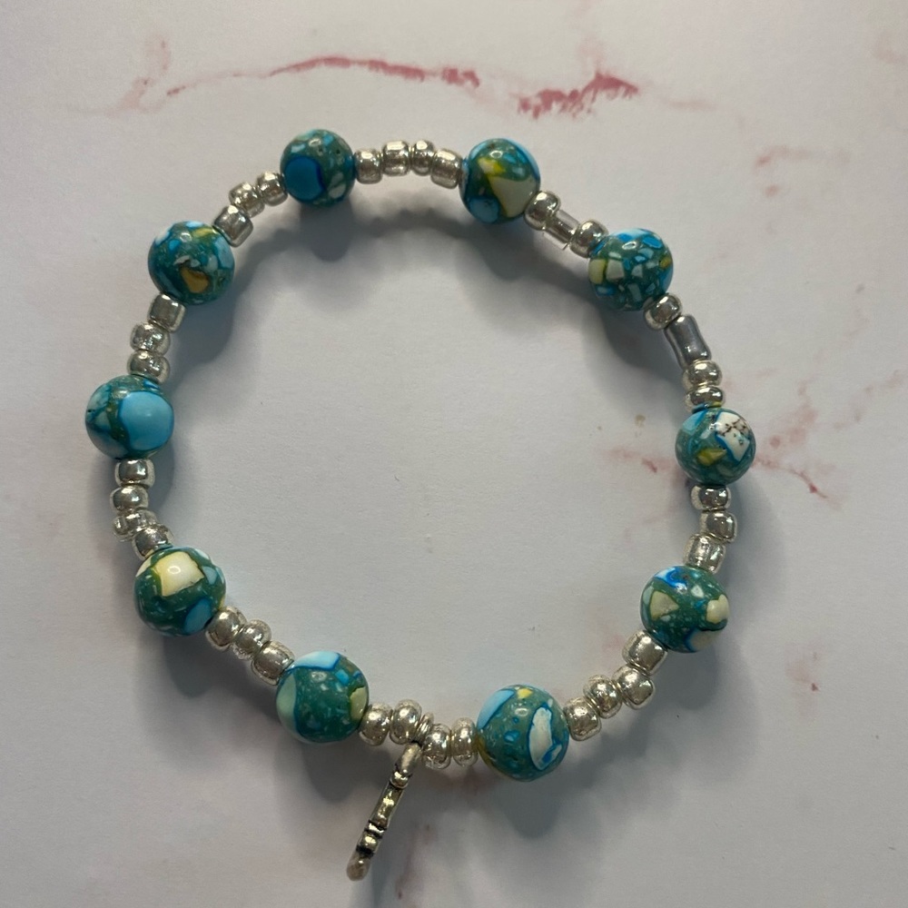 Moon Charm Bracelet with Clay Beads